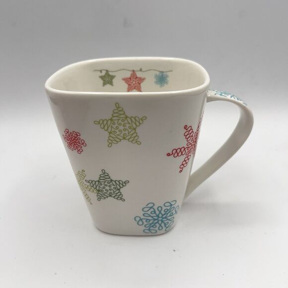 Starbucks Other - Starbucks 2005 Holiday Square Christmas Mug - Red, Blue, Green Snowflakes Stars